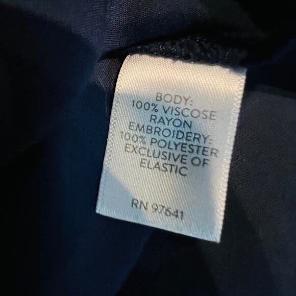 J Jill Halter Dress Navy Blue Embroidered Trim Keyhole Sleeveless Spring - M - Picture 9 of 9